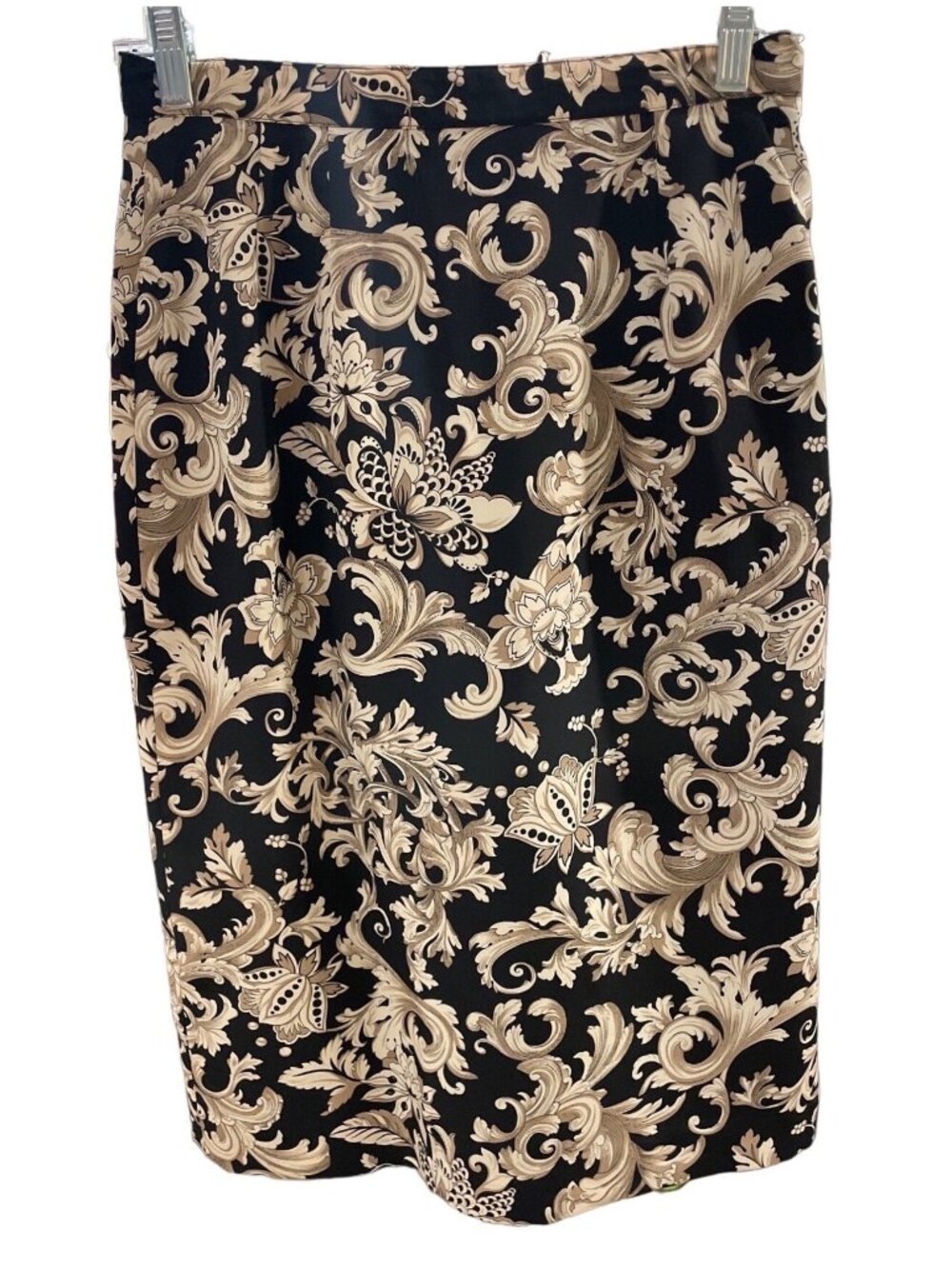 Kasper ASL Black Gold Patterned Straight Pencil Skirt Sz 8